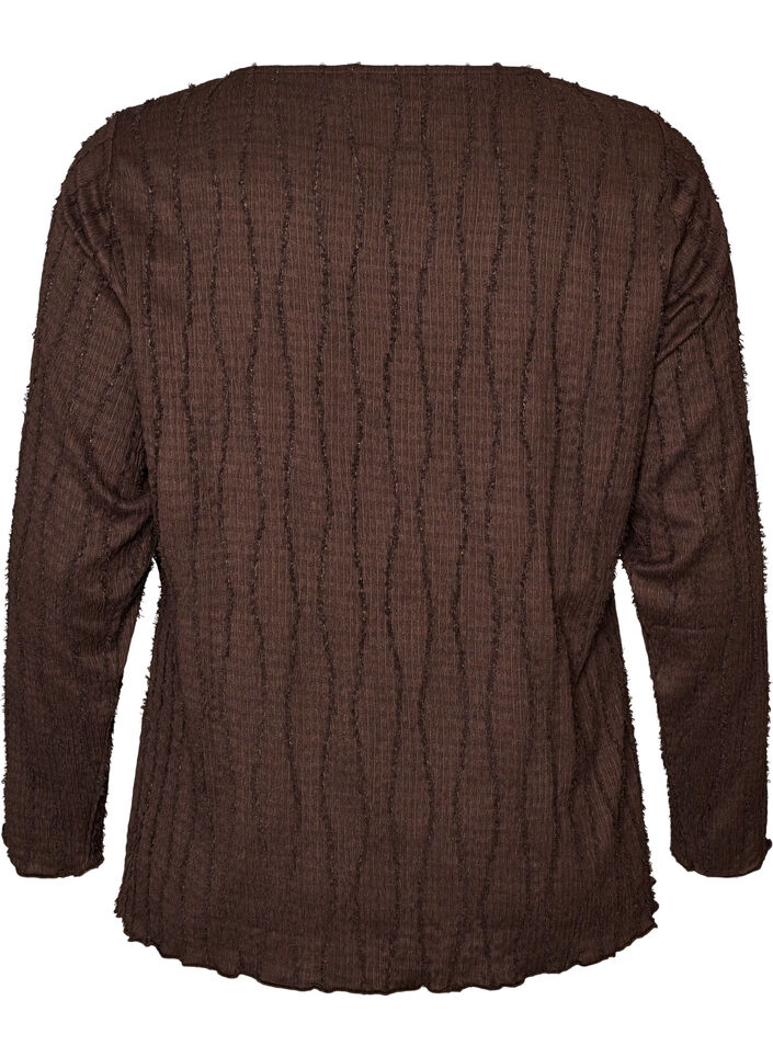 Blouse en jersey ondul&eacute;, Marron, Packshot image number 1