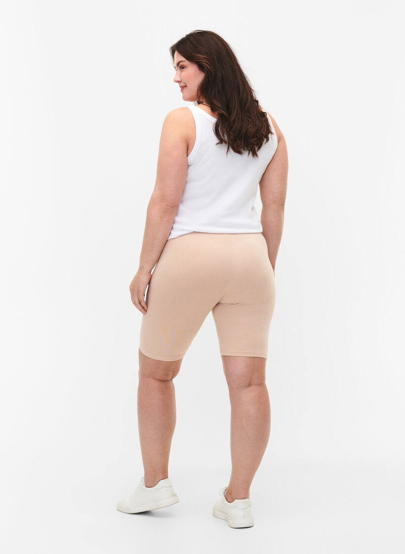 Short cycliste de base de couleur unie, Beige, Model image number 2