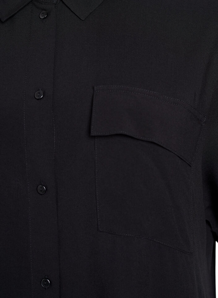 Robe chemise longue avec manches courtes, Noir, Packshot image number 2