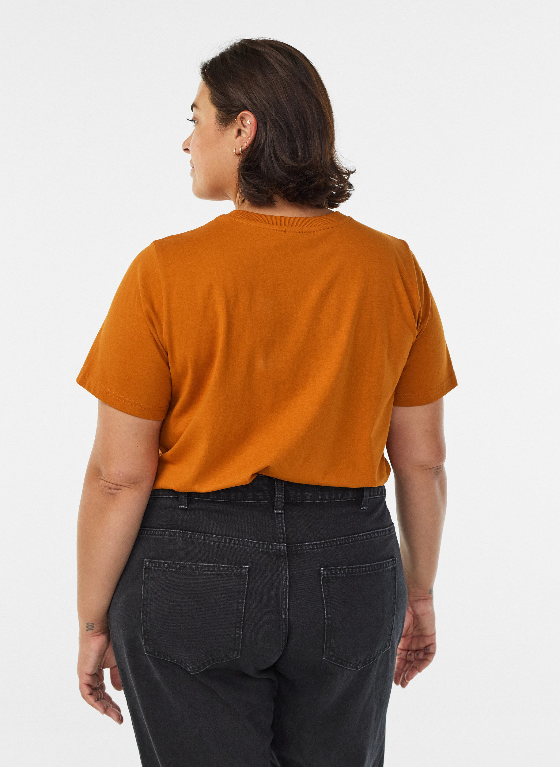 ZizziT-shirt basique en coton &agrave; col rond, Orange, Model image number 2