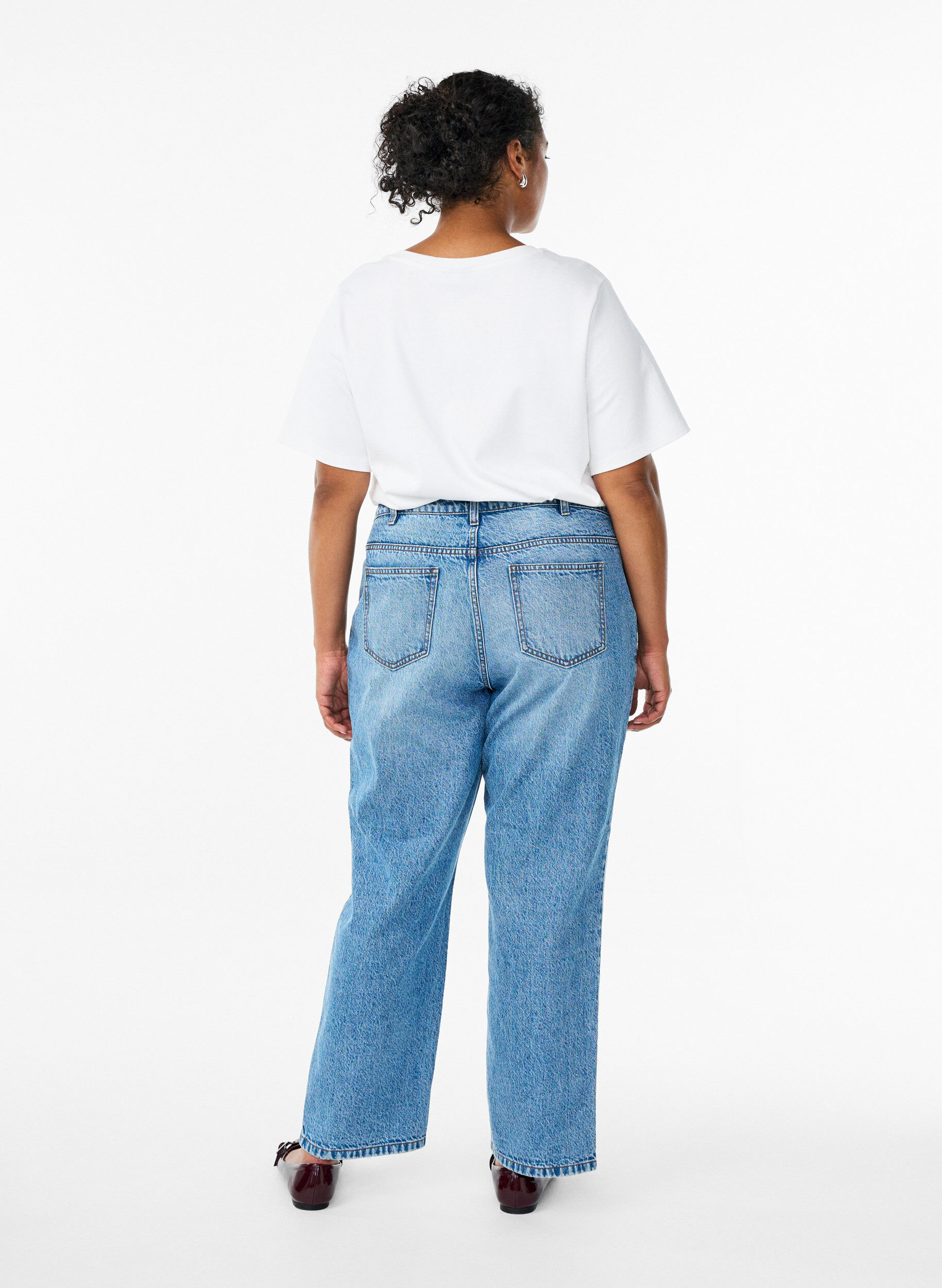 Zizzi High Waist Jeans mit geradem Bein, Blau, Model image number 1