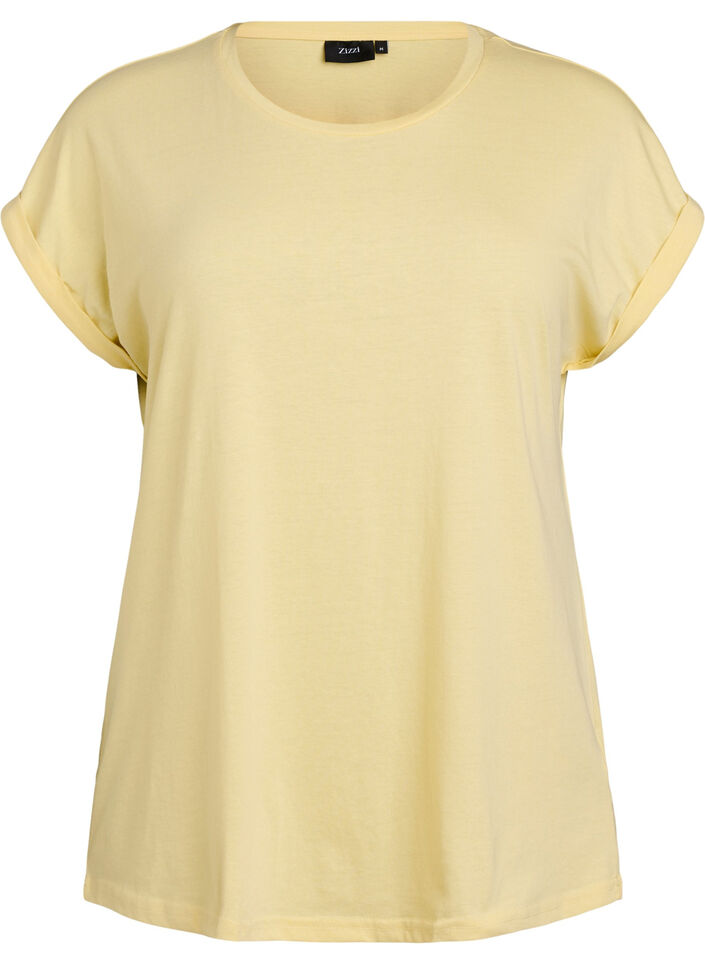 T-shirt à manches courtes en mélange de coton, Jaune clair, Packshot image number 0