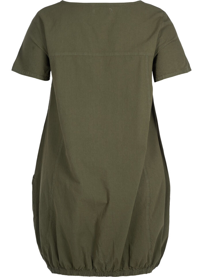 Robe en coton &agrave; manches courtes, Vert, Packshot image number 1