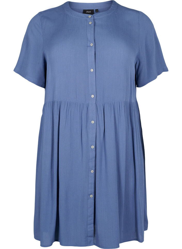 Robe à manches courtes en viscose avec forme en A, Moonlight Blue, Packshot image number 0