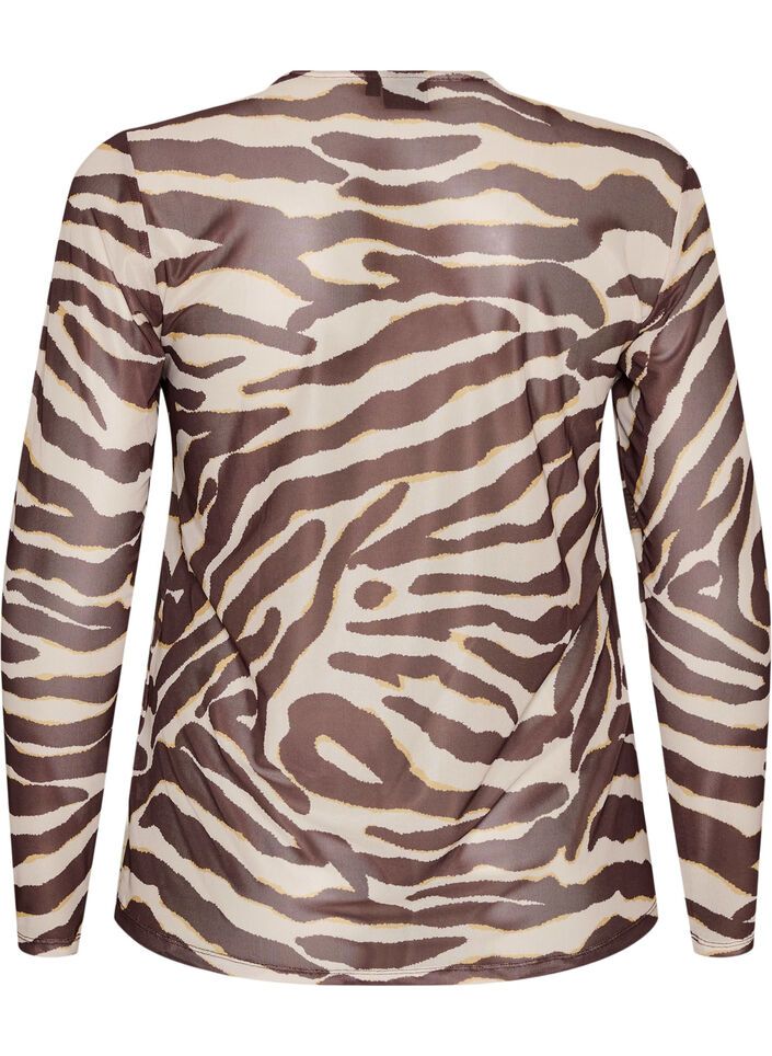 Blouse en maille avec imprim&eacute;, Marron, Packshot image number 1