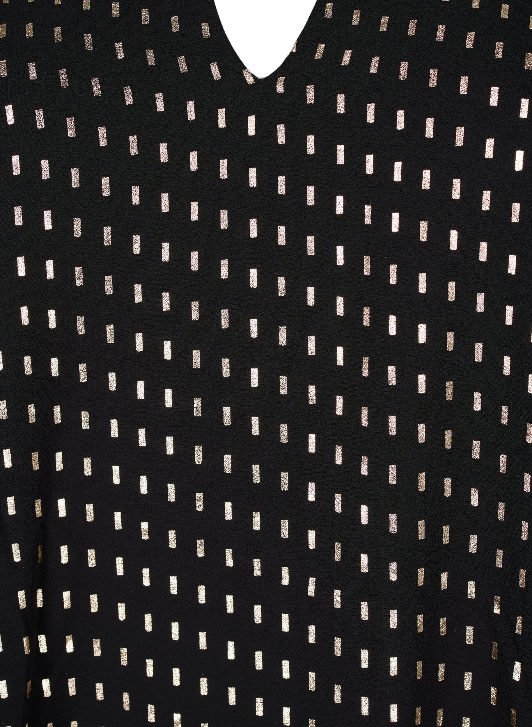 Zizzi Robe &agrave; manches longues avec imprim&eacute; brillant, Black w. Gold, Packshot image number 2