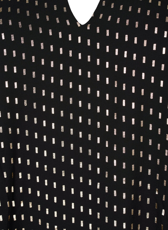 Robe à manches longues avec imprimé brillant, Black w. Gold, Packshot image number 2