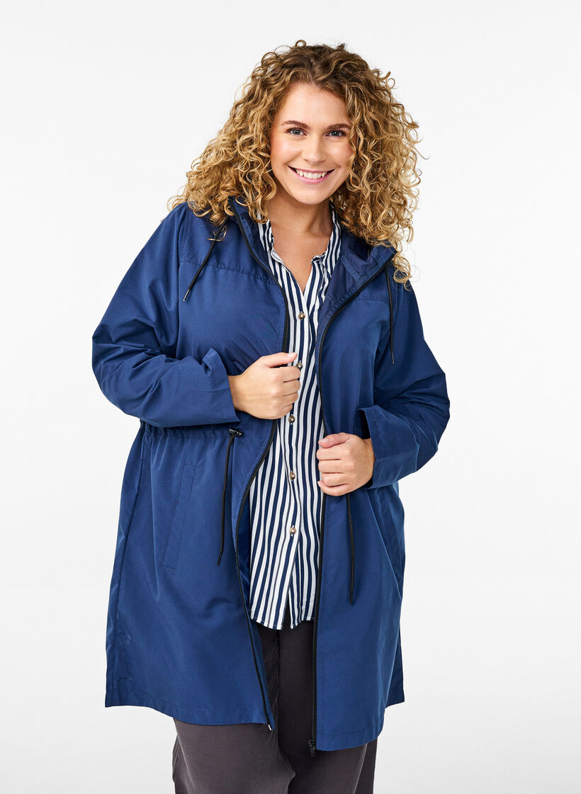 Leichter Parka mit Kapuze, Blau, Model image number 0
