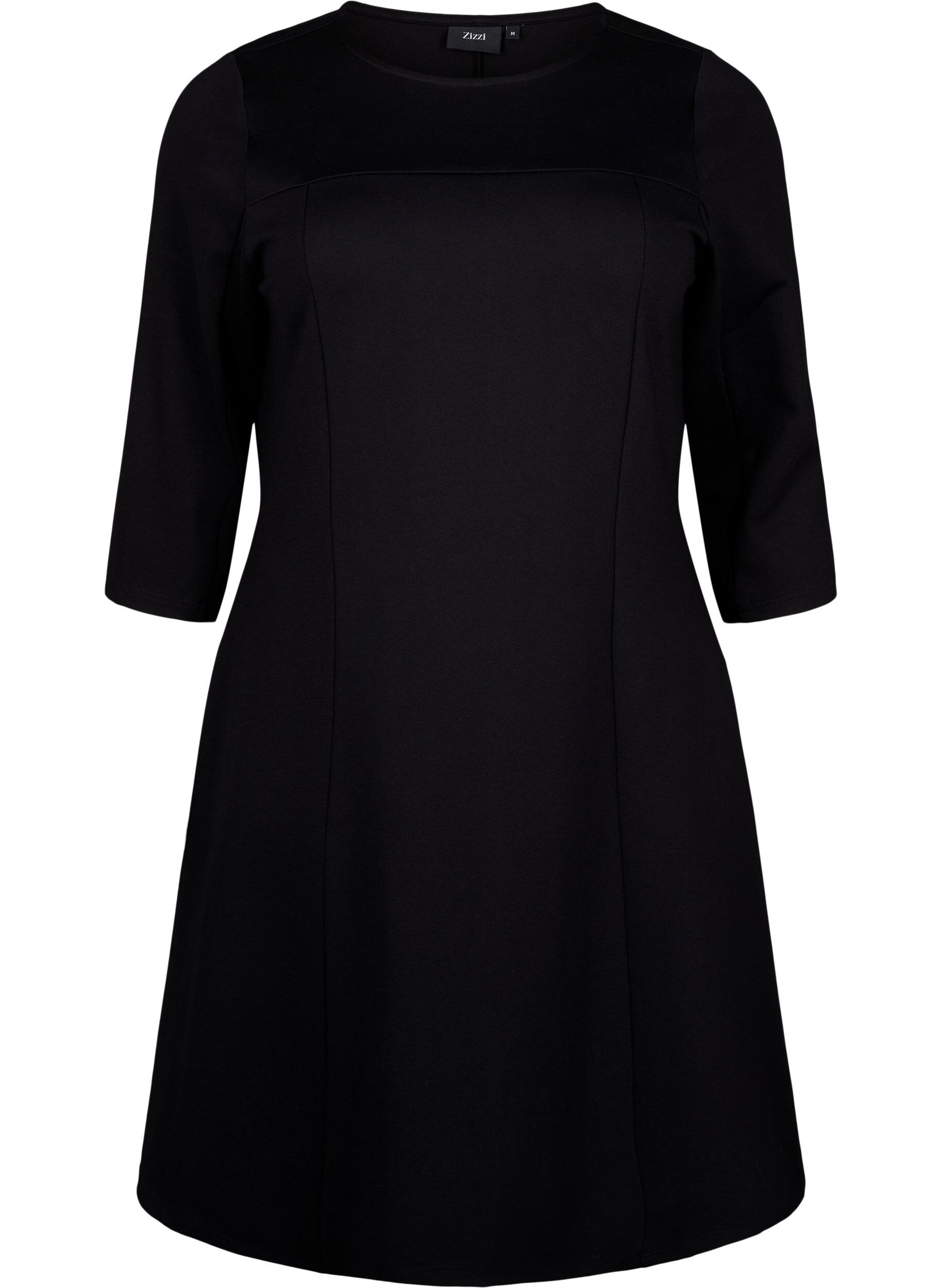 Zizzi Robe &eacute;vas&eacute;e manches 3/4, Noir, Packshot image number 0