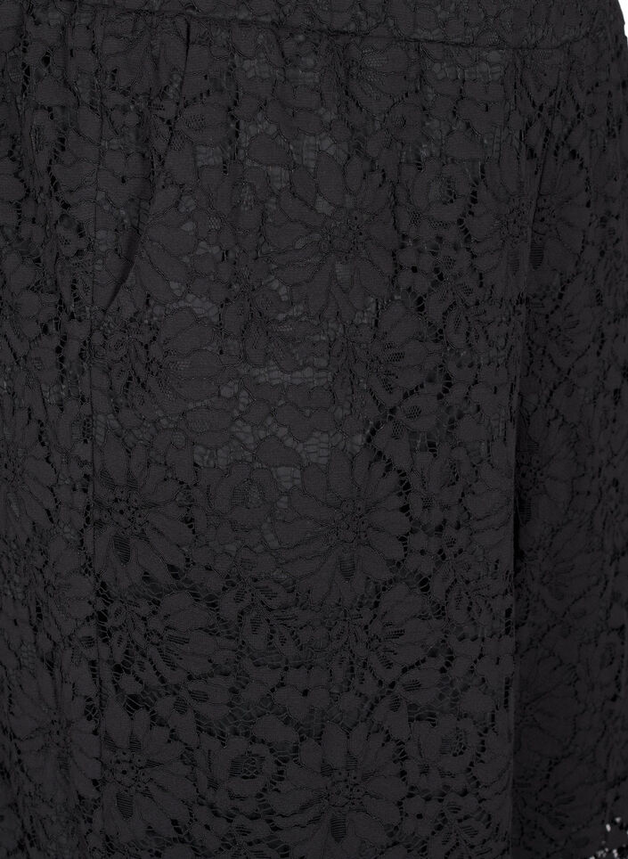 Spitzenhose mit hoher Taille und Taschen, Schwarz, Packshot image number 2