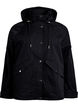 Kurze Fr&uuml;hlingsjacke mit abnehmbarer Kapuze, Schwarz, Packshot image number 0