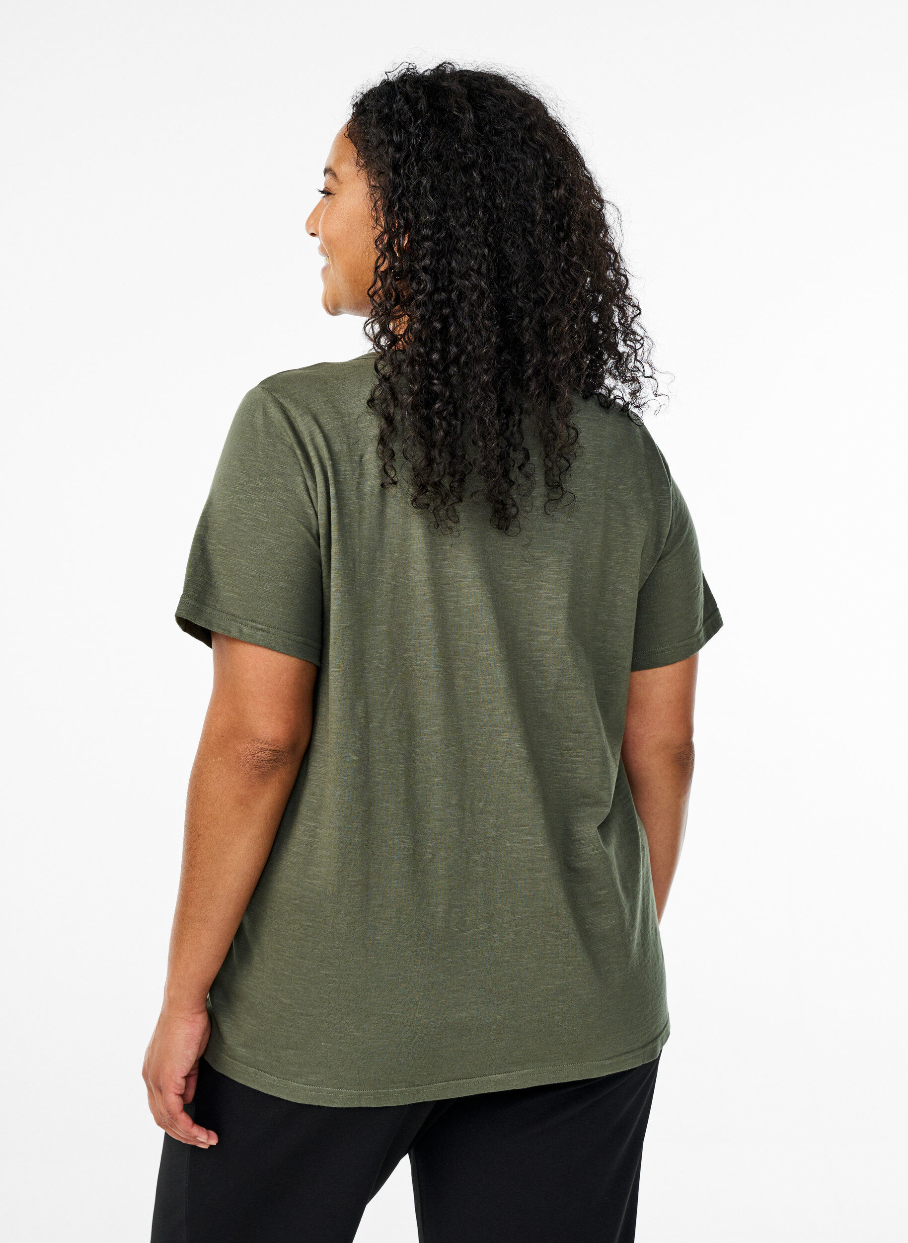 ZizziT-shirt dot&eacute; de boutons, Vert, Model image number 2