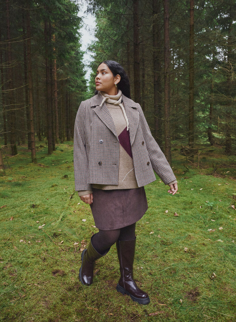 Strick mit Harlekinmuster, Braun, Image image number 0