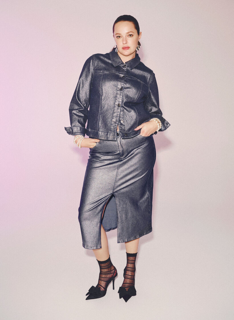 Jupe midi avec revêtement argenté, Gun Sliver, Image image number 0