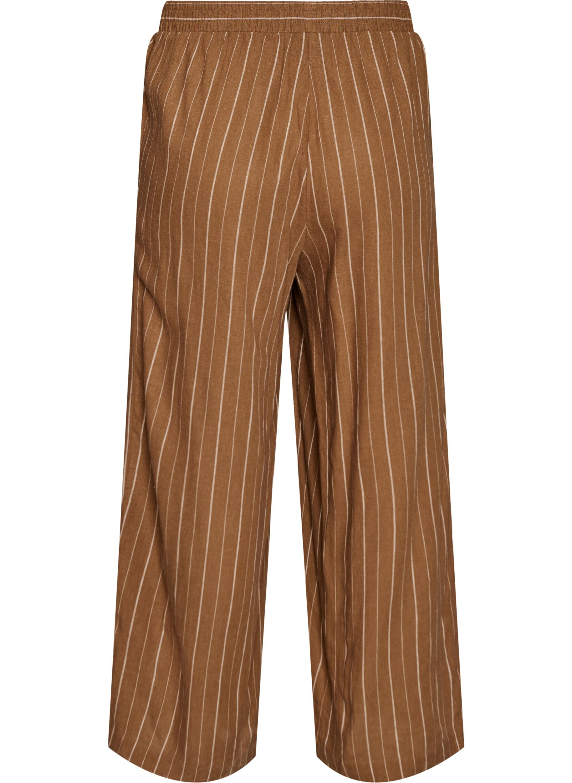 ZizziPantalon large en lin et viscose, Marron, Packshot image number 1