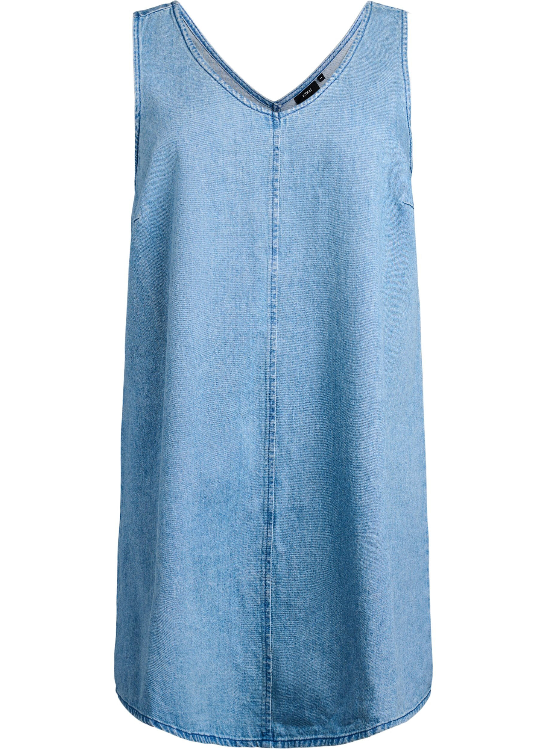 Zizzi Jeans-Latzkleid mit V-Ausschnitt, Blau, Packshot image number 0