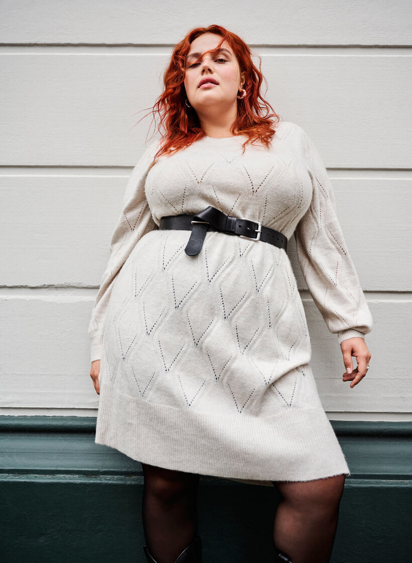 Robe en maille ajourée à manches longues, Birch Mel., Image image number 0