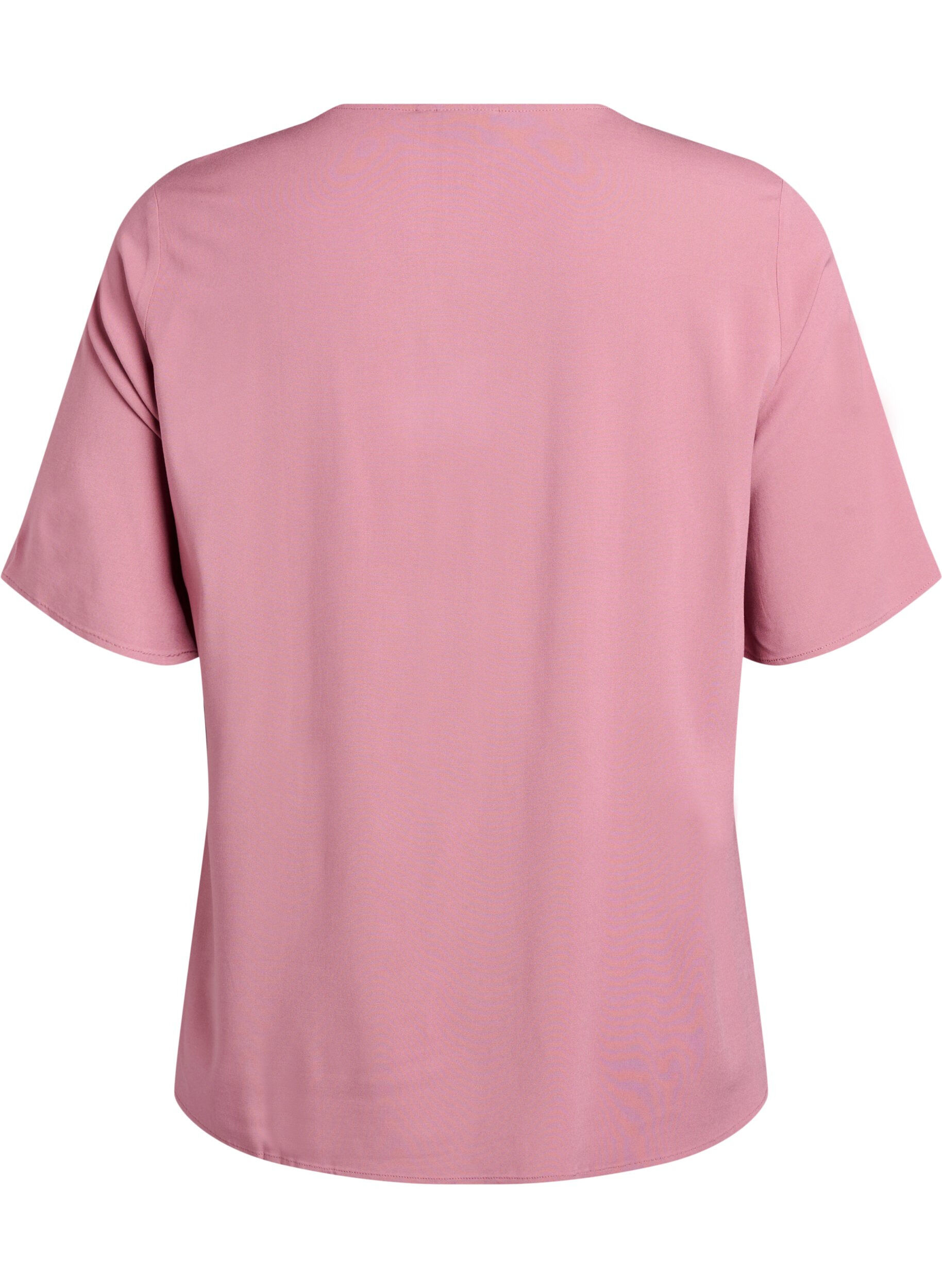ZizziChemisier tiss&eacute; &agrave; manches courtes et col rond, Rose, Packshot image number 1
