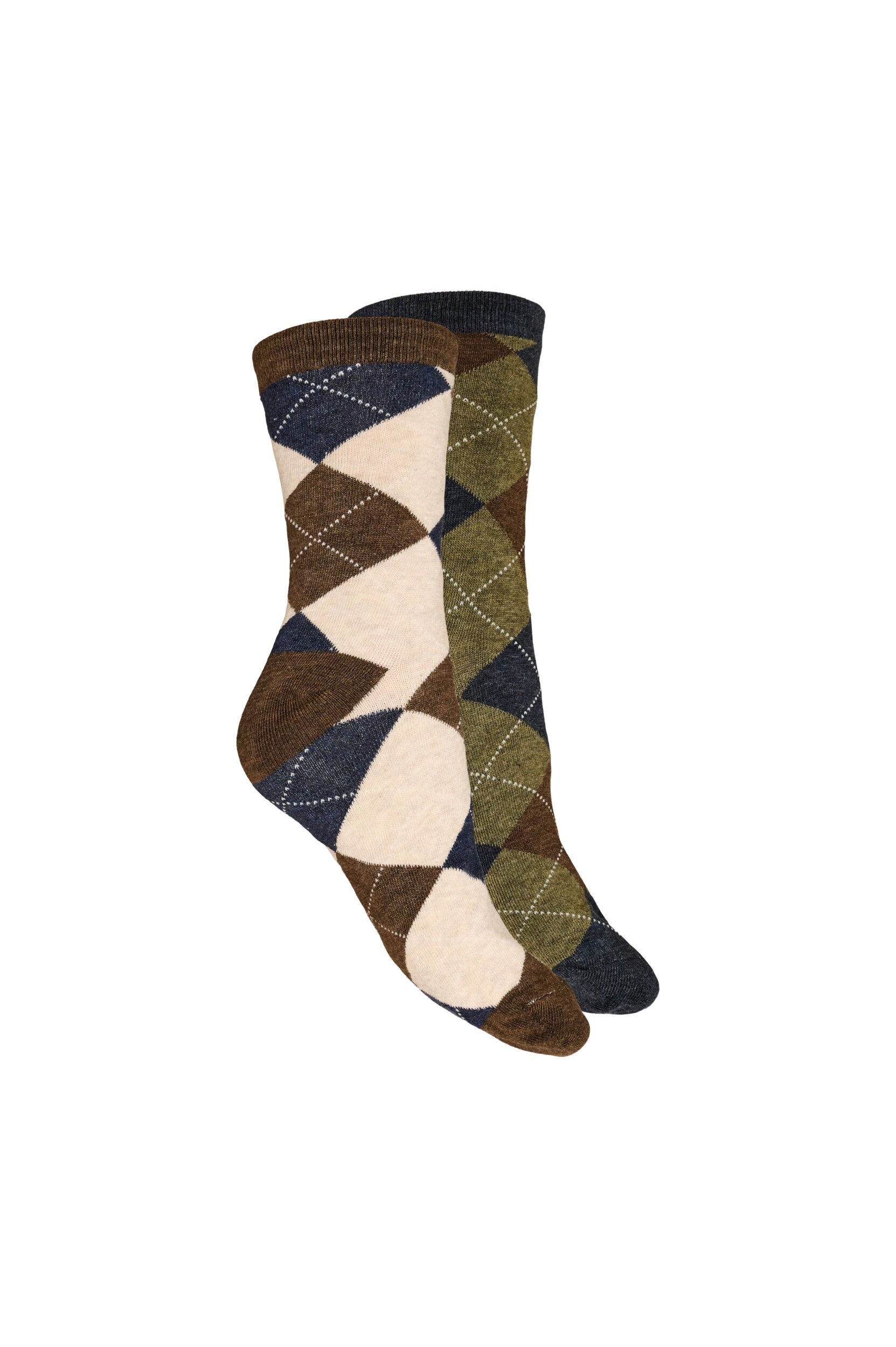 ZizziLot de 2 paires de chaussettes &agrave; motif arlequin, Marron, Packshot image number 1