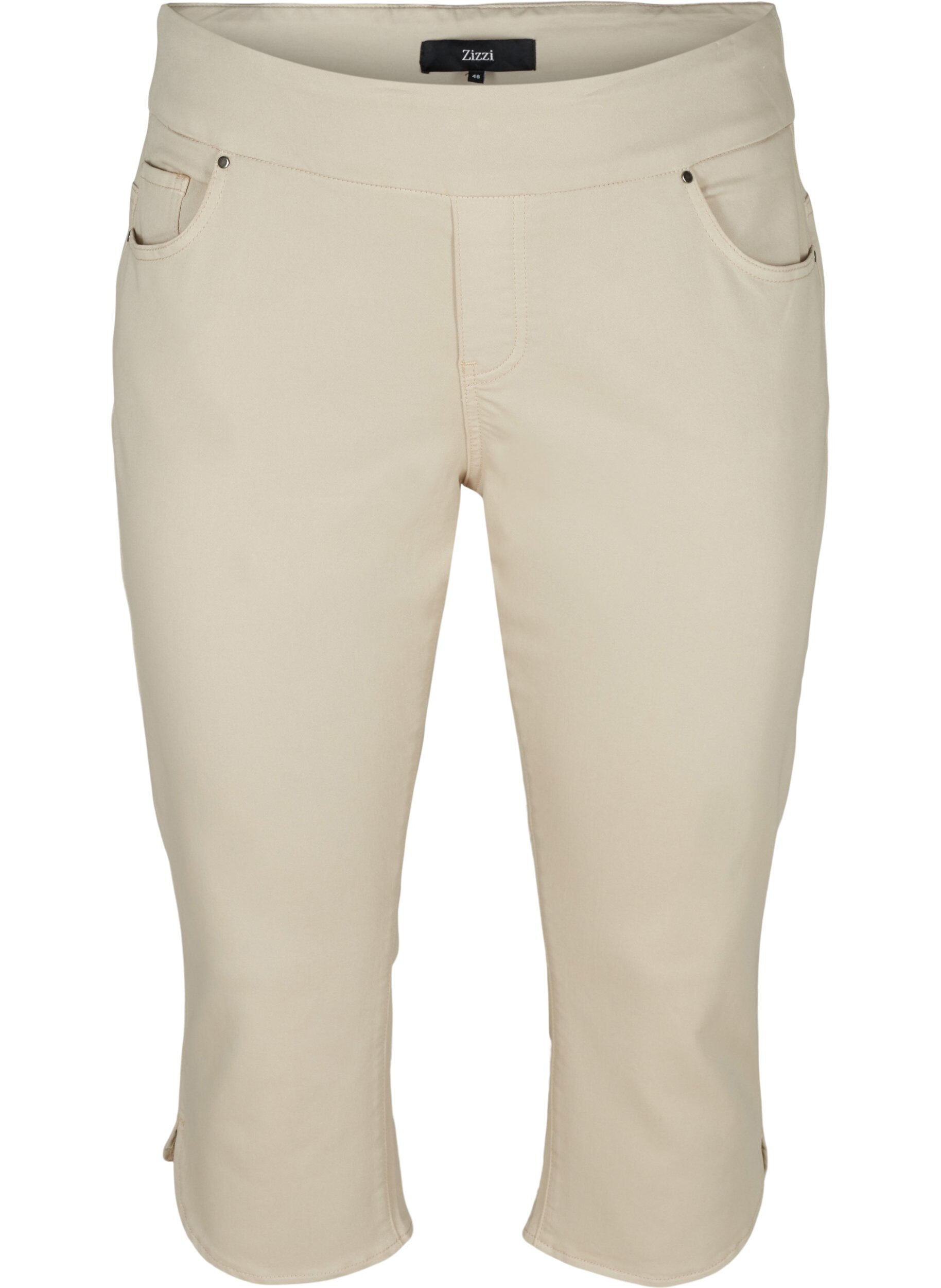 Zizzi Eng anliegende Caprihose aus einer Baumwollmischung, Rainy Day, Packshot image number 0