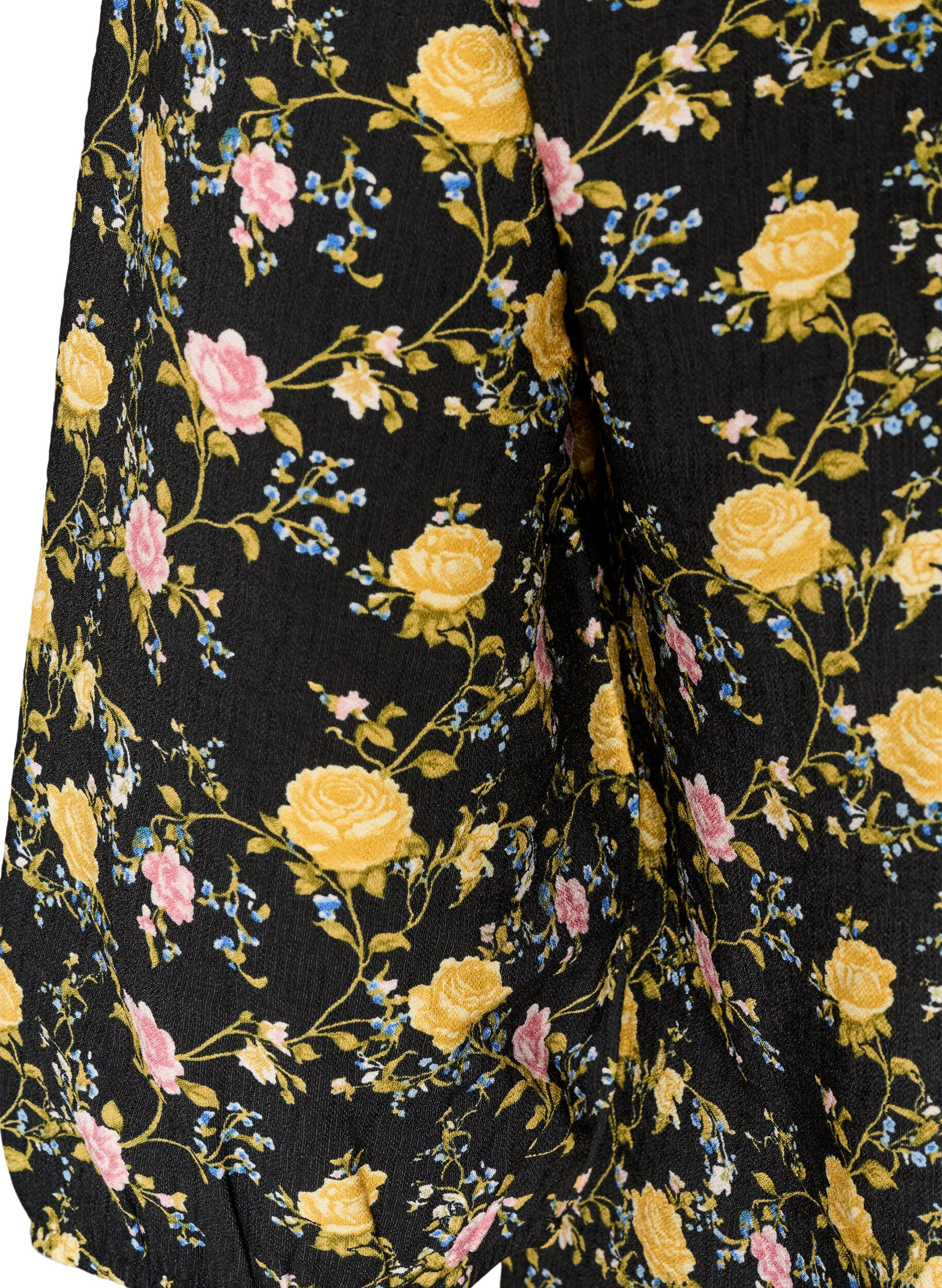 ZizziGemusterte Bluse aus Viskose mit 3/4-&Auml;rmeln, Schwarz, Packshot image number 3