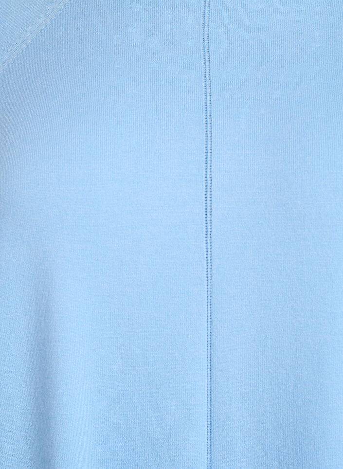 Strickbluse mit Rundhalsausschnitt und Strickmuster, Blau, Packshot image number 2