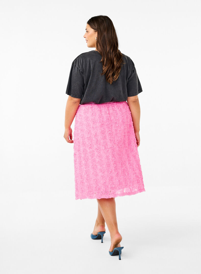 Midi-Rock mit 3D-Blumen, Dianthus, Model image number 1