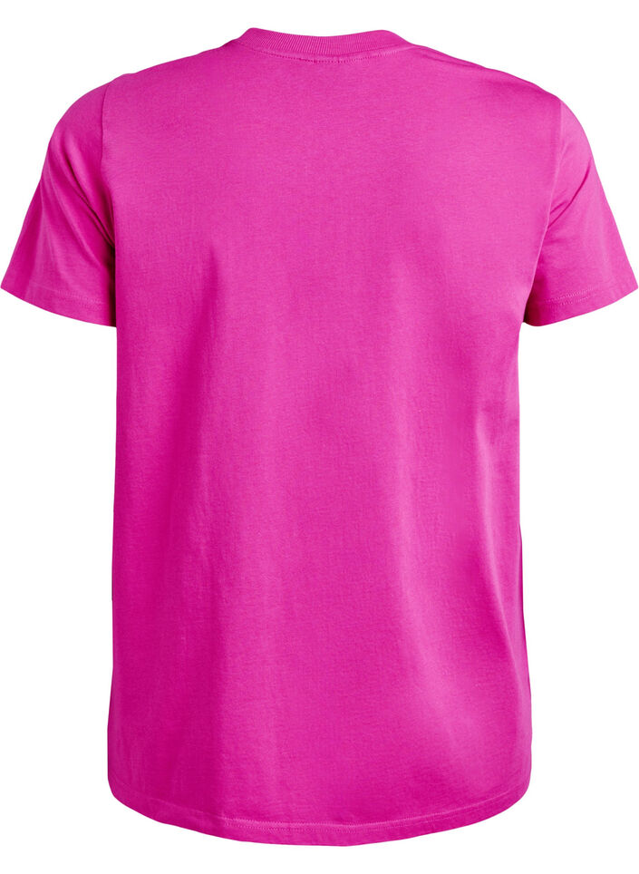 T-shirt basique en coton &agrave; col rond, Rose, Packshot image number 1