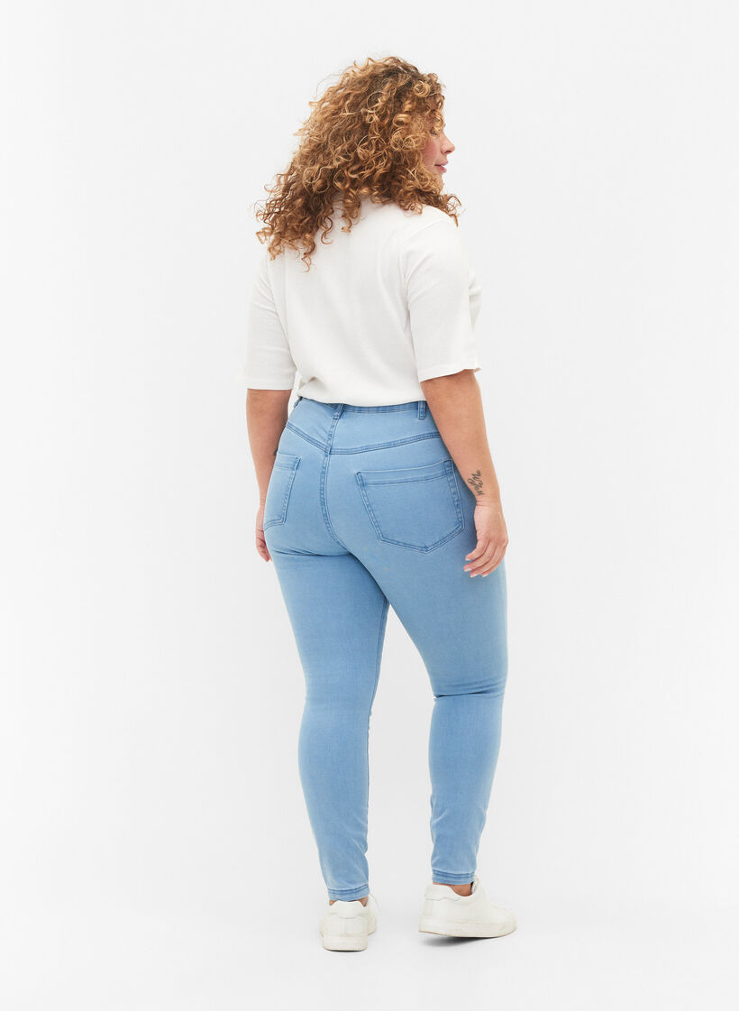 Extra schmale Amy Jeans mit hoher Taille, Ex Lt Blue, Model image number 1