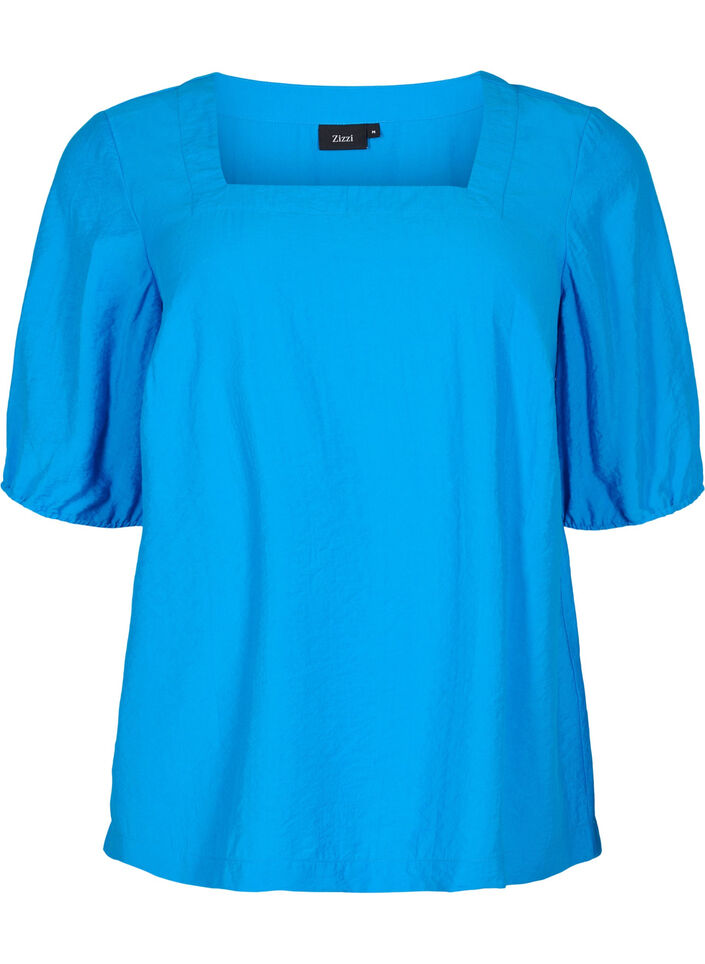 Bluse mit Ballonärmeln, Indigo Bunting, Packshot image number 0