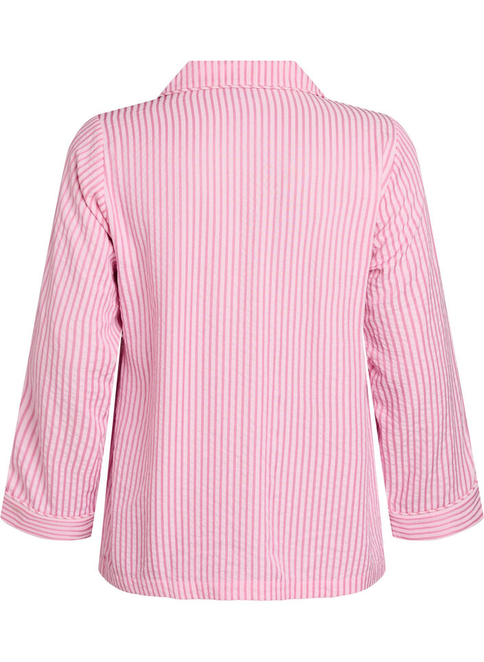 Chemise de pyjama en seersucker &agrave; manches longues, Rose, Packshot image number 1