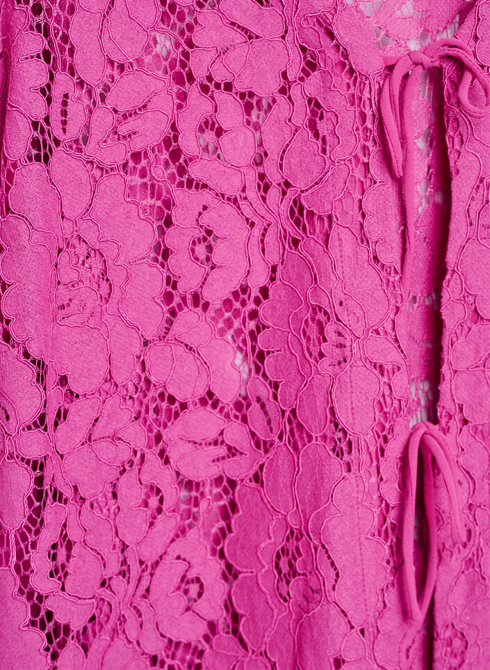 Spitzenbluse mit 3/4-Ärmeln und Schleifen auf der Vorderseite, Lila, Packshot image number 2