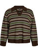 Blouse en maille &agrave; rayures et col polo, Marron, Packshot image number 0