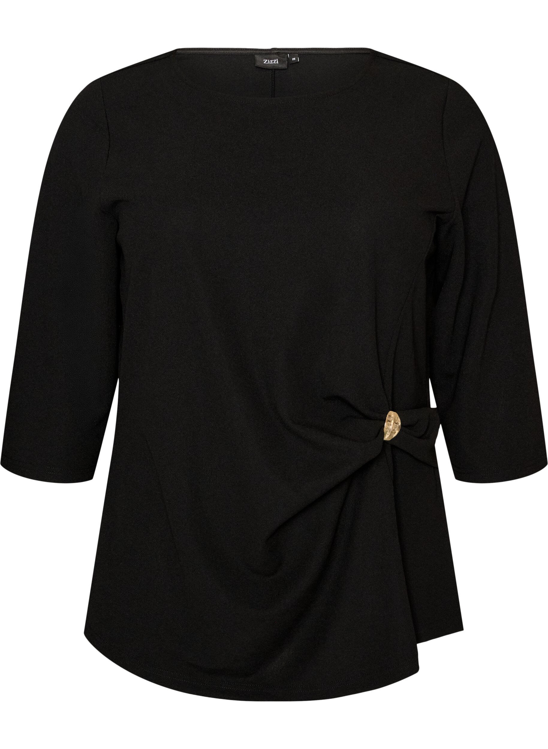 Blouse avec drap&eacute; asym&eacute;trique et manches 3/4