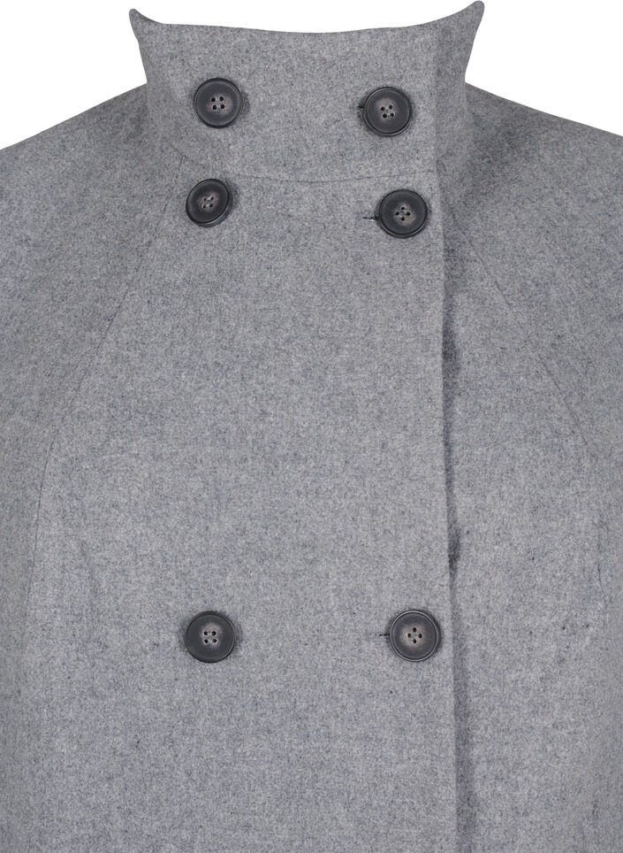 Manteau court à coupe trapèze, Light Grey Melange, Packshot image number 2