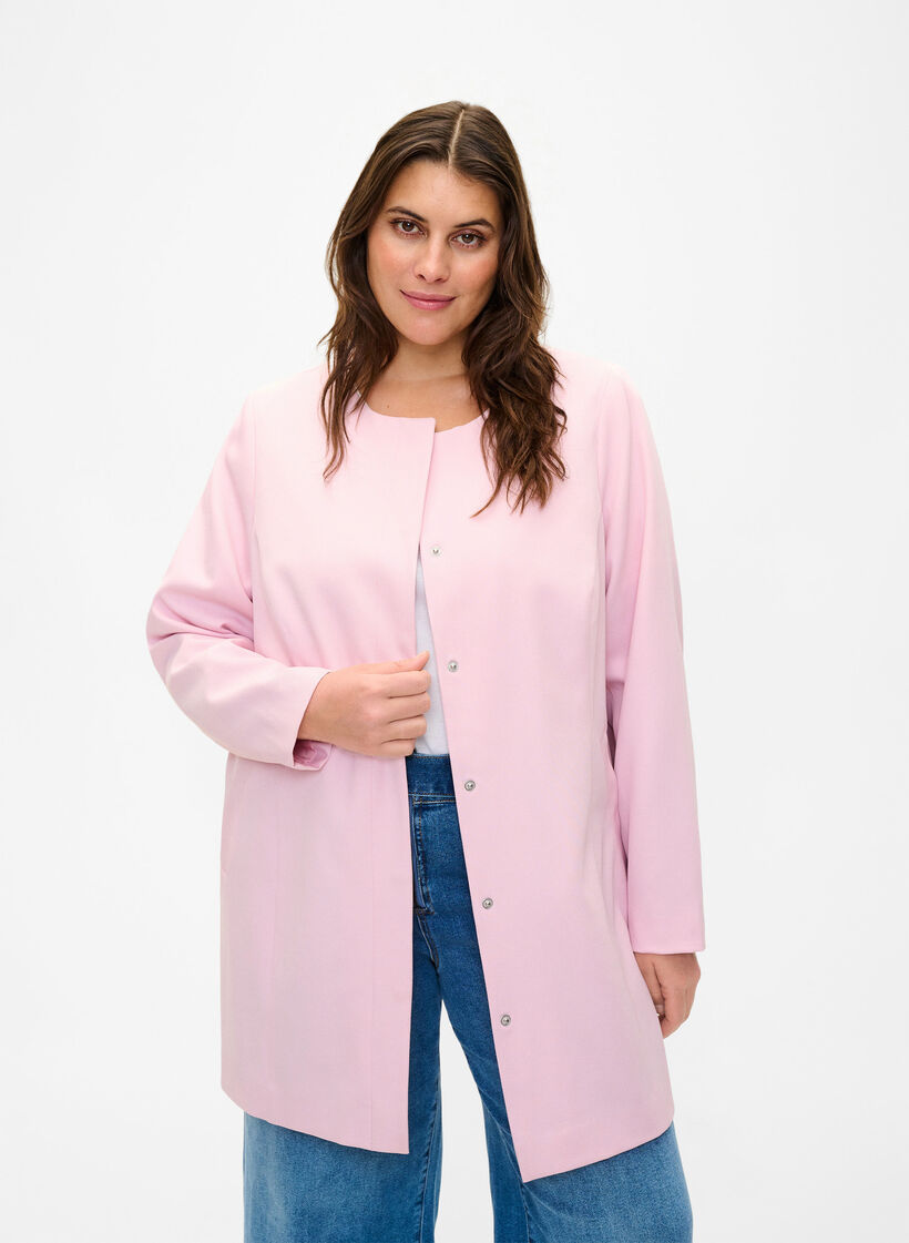 Frühlingsjacke mit verdeckter Knopfleiste, Parfait Pink, Model image number 0