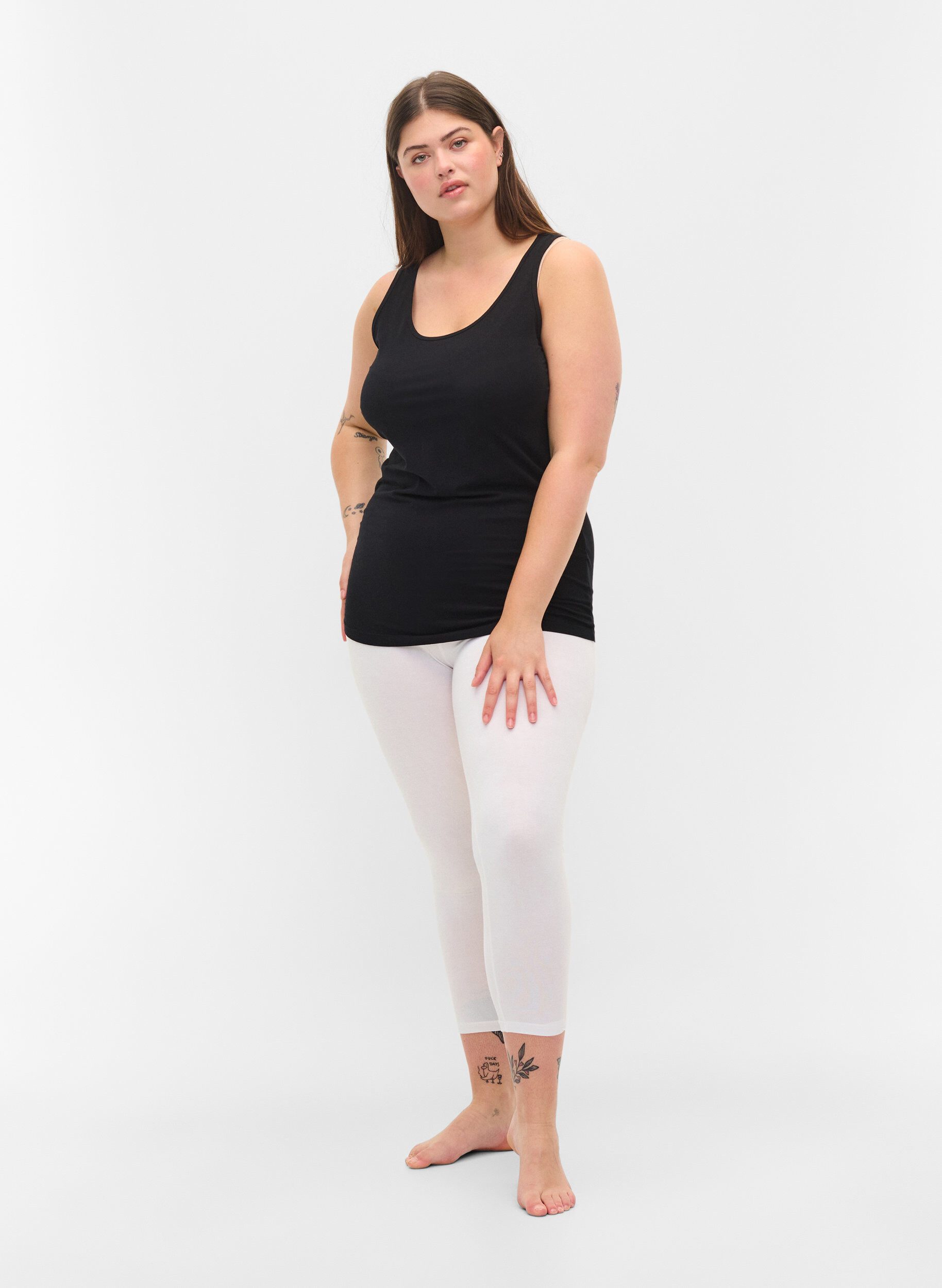 Zizzi Legging 3/4 basique, Bright White, Model image number 0