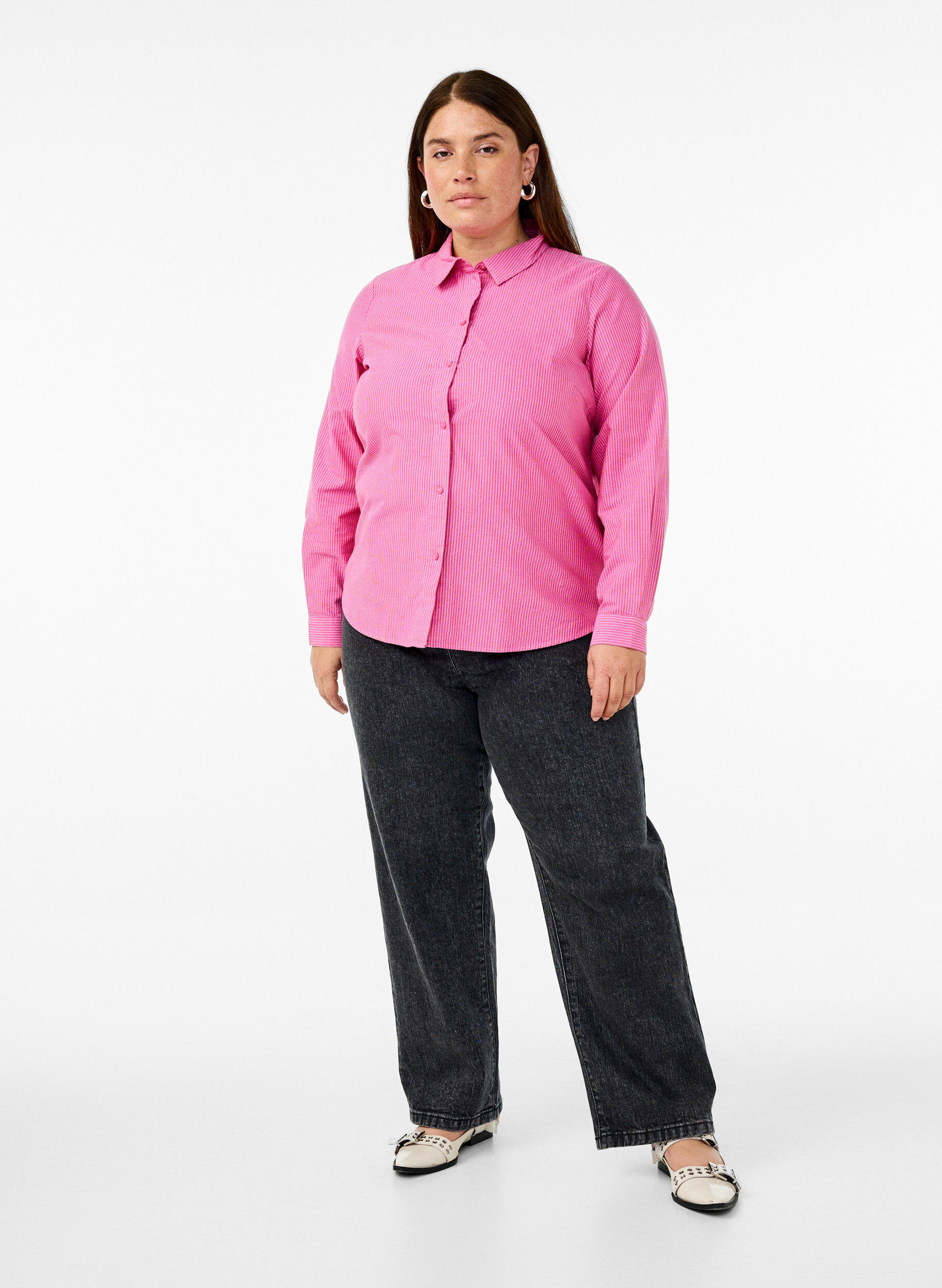 Zizzi Lang&auml;rmliges Baumwollhemd, Rot, Model image number 1