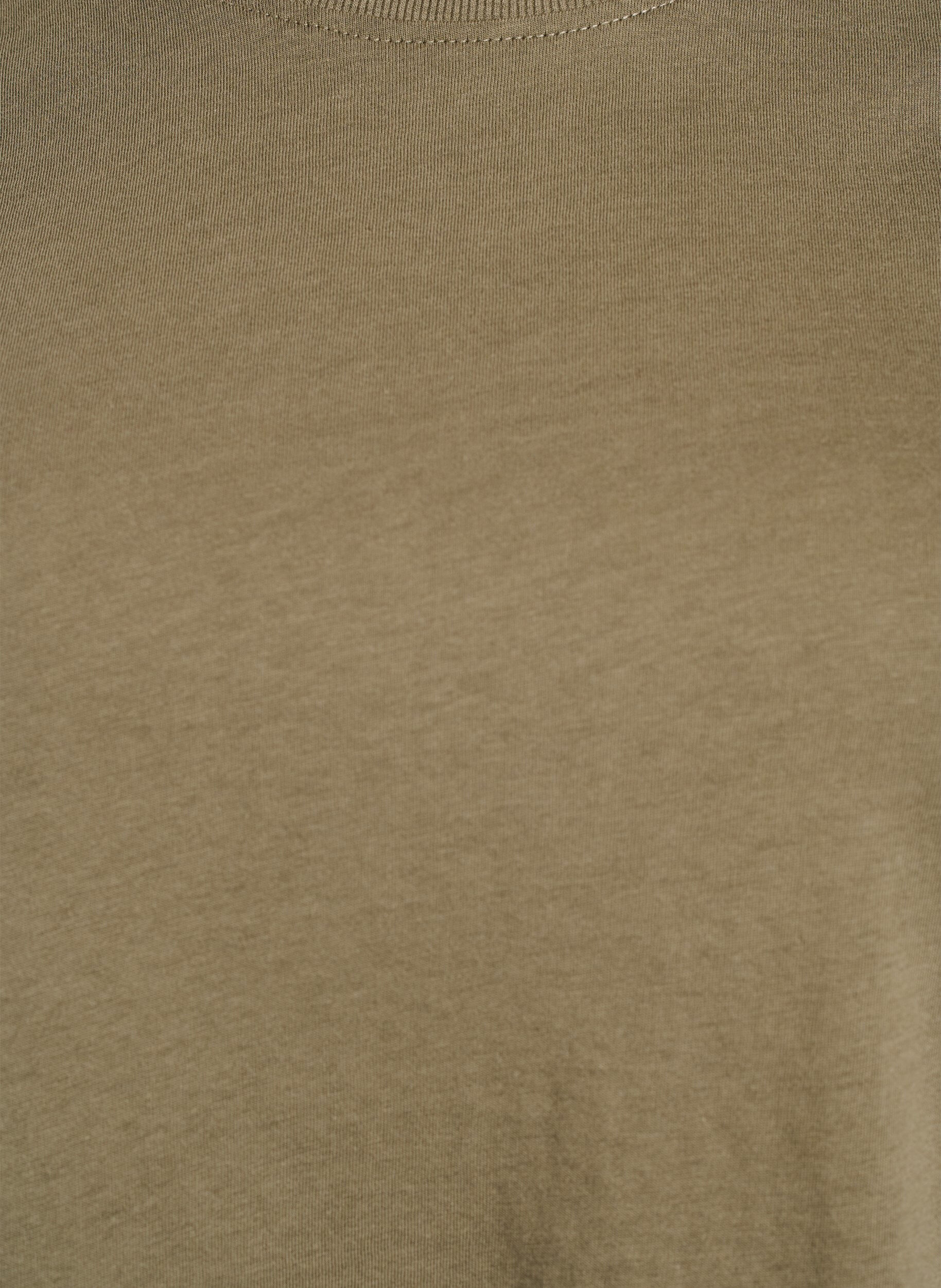 Zizzi T-shirt basique en coton &agrave; col rond, Vert Kaki, Packshot image number 2