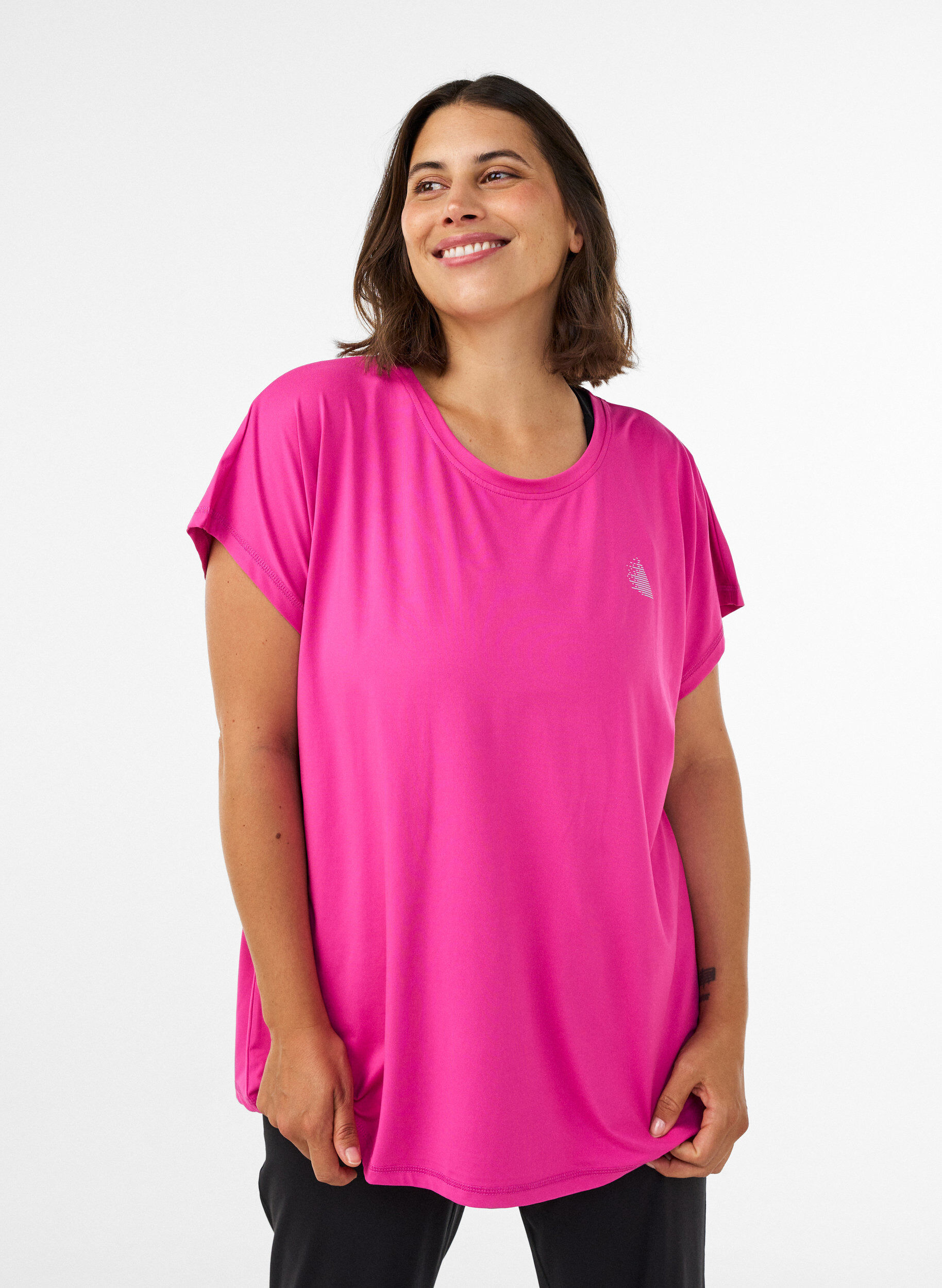 T-shirt de sport couleur unie, Rose, Model