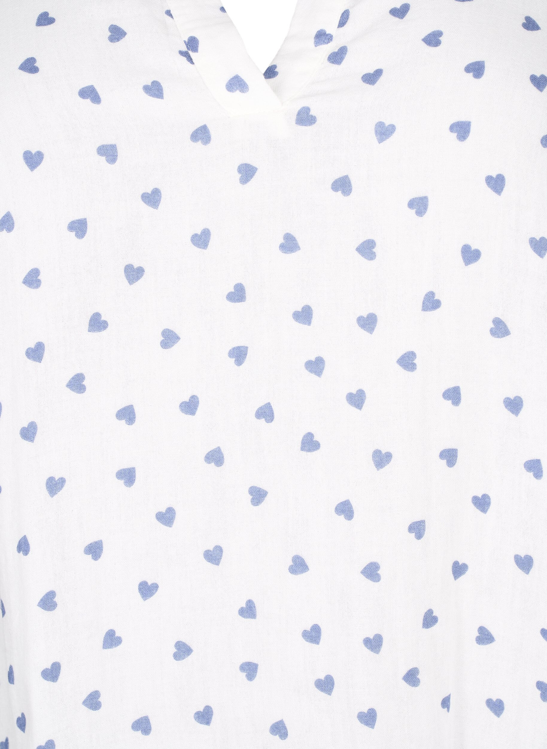 Zizzi Baumwollkleid mit Herzprint, Bright White Heart, Packshot image number 2