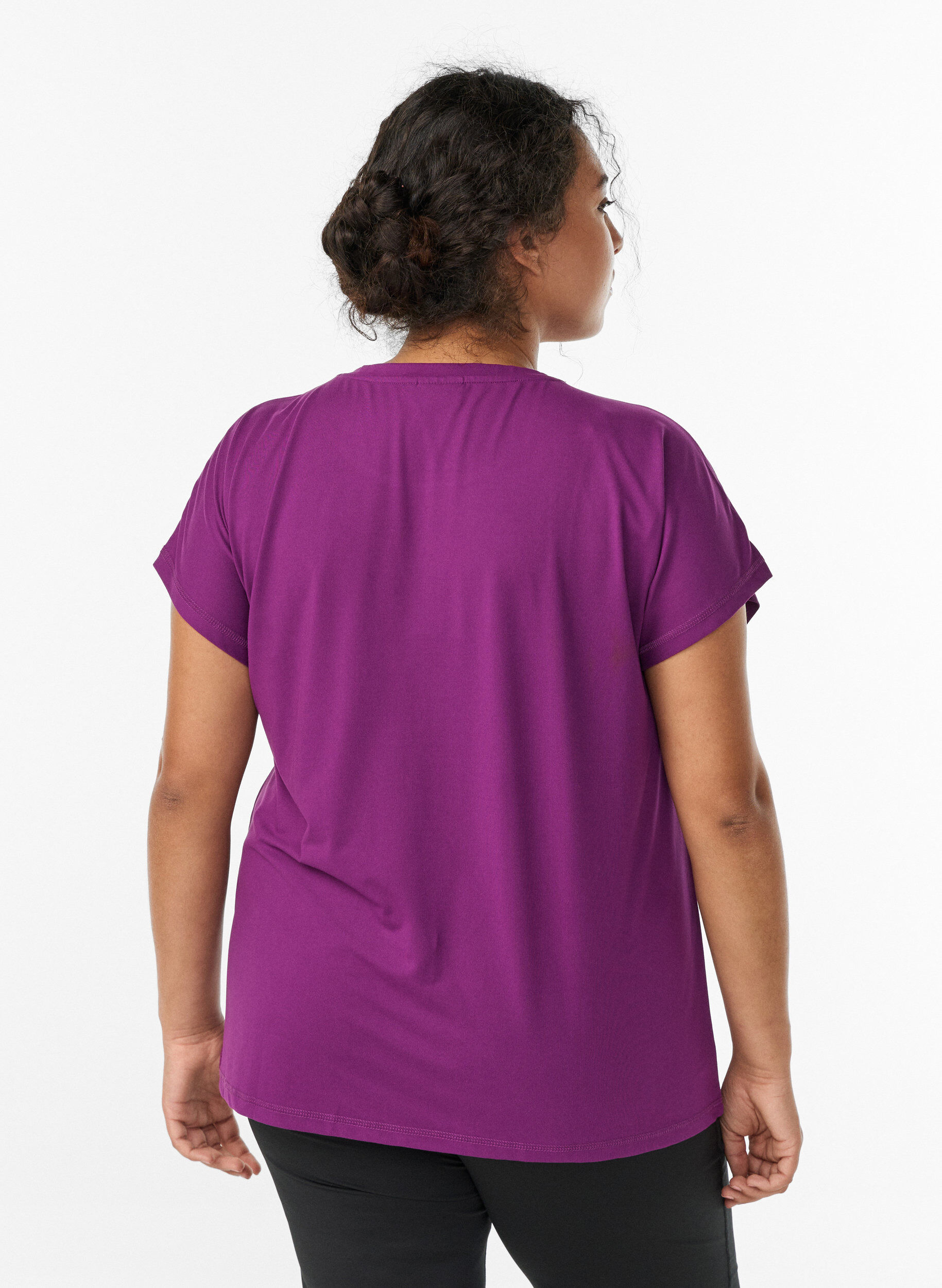 ZizziT-shirt de sport couleur unie, Violet, Model image number 2