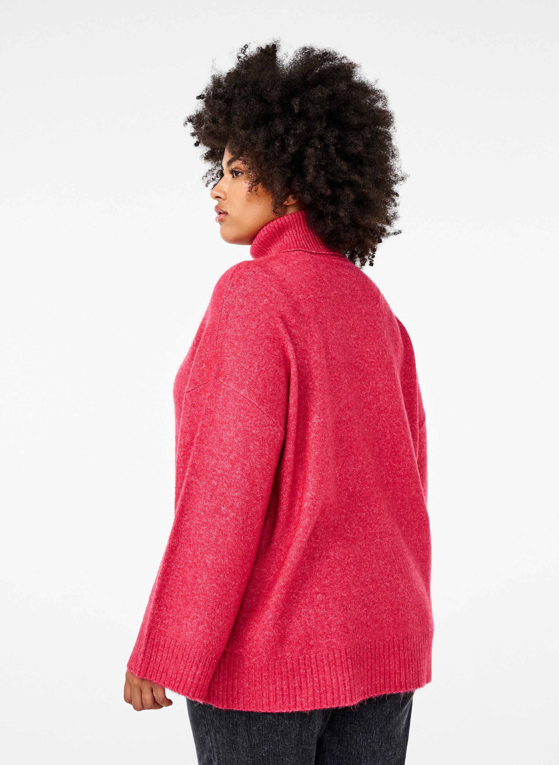 Zizzi Rollkragenpullover aus Strick, Virtual Pink Mel., Model image number 1