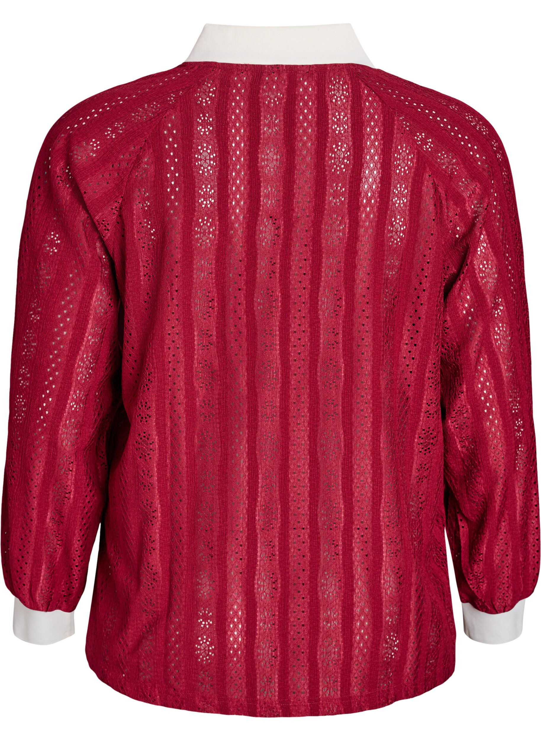 Zizzi Jerseybluse mit Struktur und Kontrastdetails, Rot, Packshot image number 1