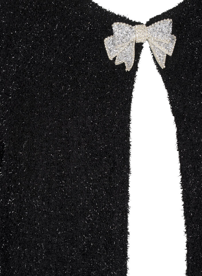 Jacke mit Schleife und Glitzerfaden, Black, Packshot image number 2