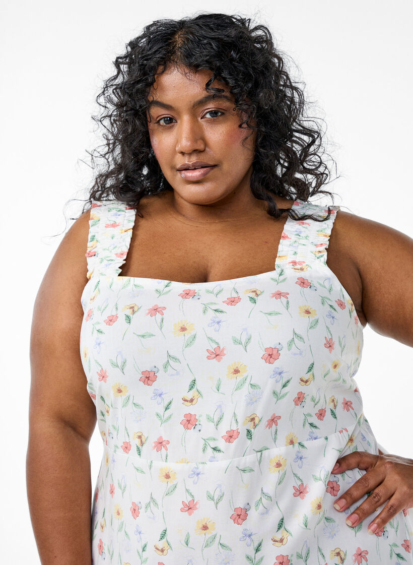 Sommerkleid mit breiten Tr&auml;gern, Wei&szlig;, Model image number 2