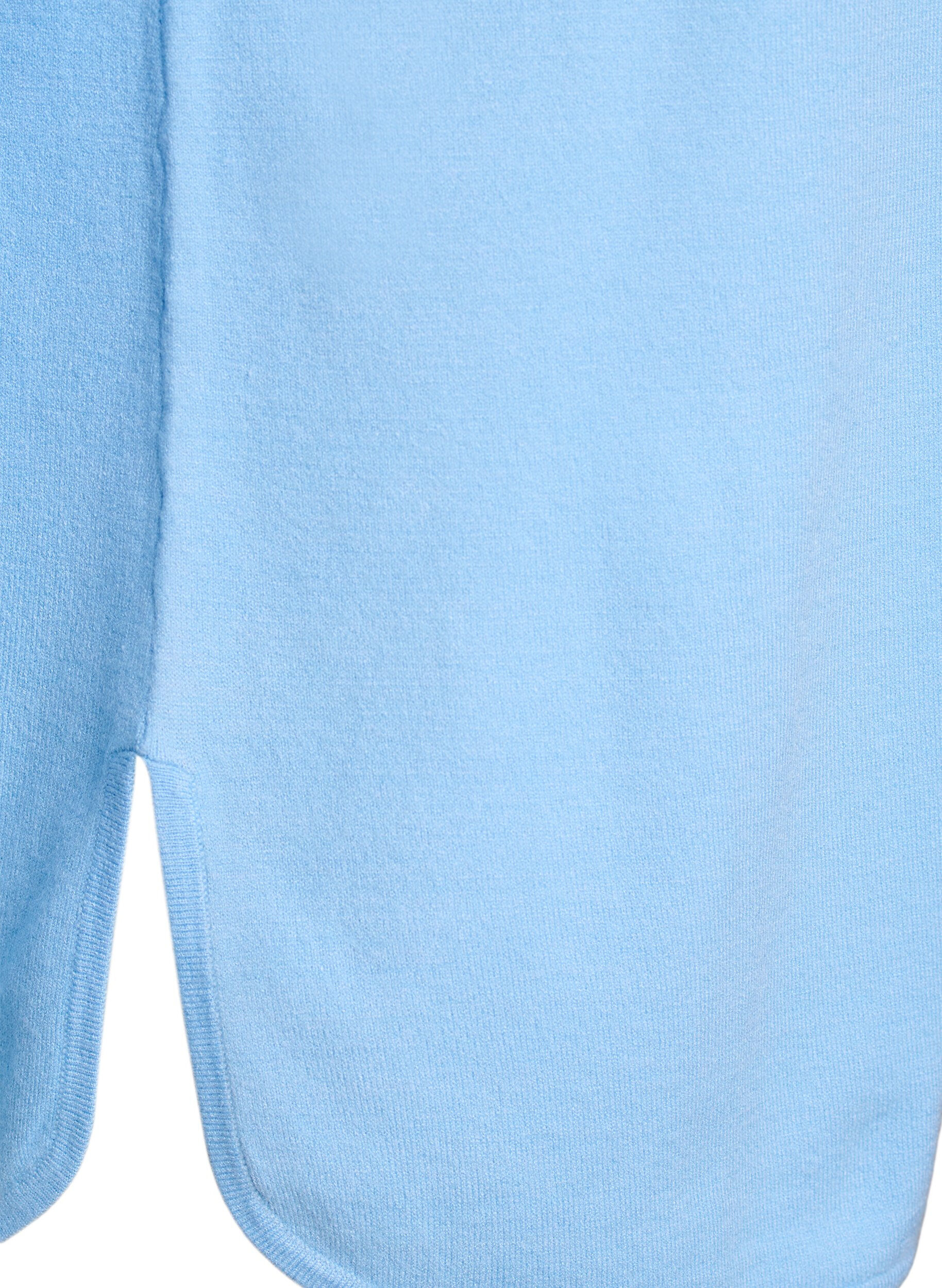 Zizzi Strickbluse mit Rundhalsausschnitt und Strickmuster, Blau, Packshot image number 3