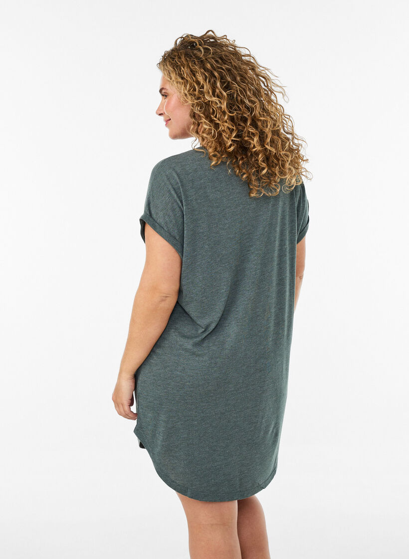 Chemise de nuit &agrave; manches courtes avec imprim&eacute; de texte, Vert, Model image number 2