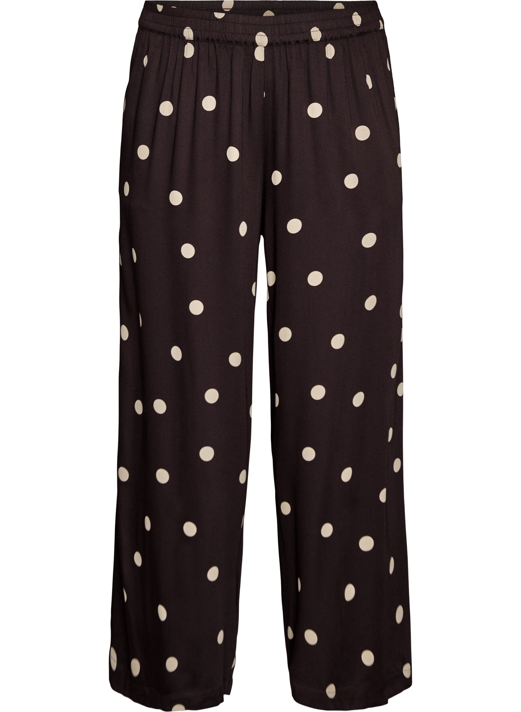 Pantalon en viscose &agrave; pois et &agrave; coupe ample