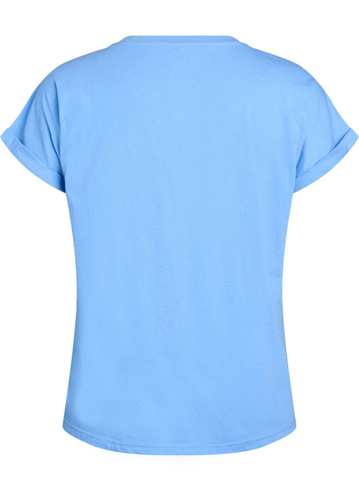 Kurz&auml;rmeliges T-Shirt aus einer Baumwollmischung, Blau, Packshot image number 1